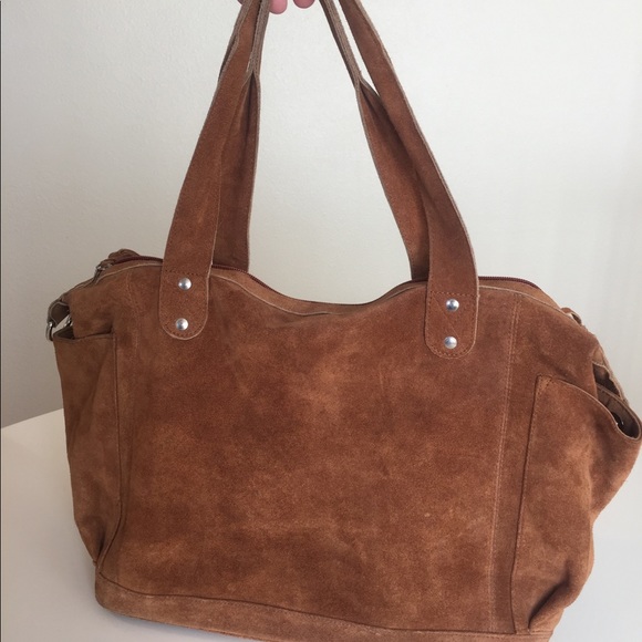 Suede Convertible Carryall with removable Clutch - Picture 8 of 8